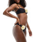 Фото #1 товара Miss Selfridge contrast corsage bikini bottom in black