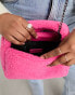 Фото #2 товара Claudia Canova mini grab bag with cross body strap in pink faux fur