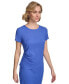 ფოტო #3 პროდუქტის Women's Textured Ruched-Side Short-Sleeve Top