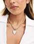 Фото #1 товара ASOS DESIGN necklace with real semi precious cat eye heart stone on rope chain in gold tone