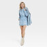 Фото #2 товара Women's Long Sleeve Denim Shirtdress - Universal Thread Light Wash 4