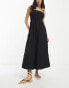 Фото #2 товара Rhythm classic shirred maxi summer dress in black