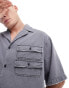 ASOS DESIGN boxy oversized revere cropped denim shirt in grey Schiefergrau, M - Chest 40 - фото #5