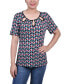 ფოტო #1 პროდუქტის Petite Short Sleeve with Ring Details Top