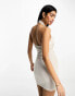 Фото #4 товара ASOS DESIGN twist neck halter mini dress with ruched skirt in oatmeal