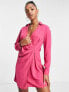 Фото #1 товара New Look long sleeve mini wrap dress in pink