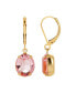 ფოტო #1 პროდუქტის 14K Gold-tone Pink Oval Crystal Earrings