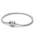 ფოტო #1 პროდუქტის Sterling Silver Moments Heart Clasp Snake Chain Bracelet