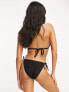 Фото #2 товара Ivory Rose Fuller Bust mix and match string tie up bikini bottom in black crinkle