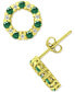 ფოტო #1 პროდუქტის Lab-Grown Green Quartz & Cubic Zirconia Circle Stud Earrings in 18k Gold-Plated Sterling Silver, Created for Macy's