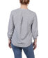 ფოტო #2 პროდუქტის Petite 3/4 Sleeve Roll Tab Y Neck Blouse