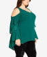 Фото #3 товара Plus Size Hi Lo Cold Shoulder Long Sleeve Top