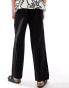 ADPT loose fit linen mix trousers in black