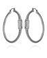 Silver-Tone Glass Stone Link Hoop Earrings