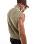 Weekday Marwin zip through knitted vest in washed brown