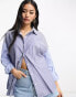 Фото #1 товара In The Style contrast oversized shirt in blue stripe