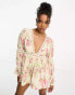 Фото #3 товара Miss Selfridge Premium embellished festival playsuit with lace insert in floral print