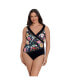 Фото #1 товара Women's Piped Side Shirred Surplice One-Piece Swimsuit