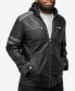 Men's Grainy Polyurethane Leather Hooded Jacket with Faux Shearling Lining