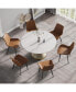 53.15" Modern Artificial Stone Round White Carbon Steel Base Dining Table-Can Accommodate 6 People