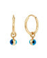 ფოტო #4 პროდუქტის Evil Eye Glass Bead Dangle Hoop Earrings in 10k Gold