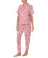 ფოტო #3 პროდუქტის Women's 2-Pc. Notched-Collar Jogger Pajamas Set
