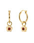 Women's 14K Gold Plated Earrings Garnet Flower Hoops