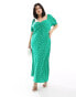 Forever New Curve puff sleeve midi dress in green ditsy floral Grün geblümt, UK 18 - фото #2