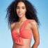 Фото #2 товара Women's Lightly Lined One Shoulder Twist-Front Bow Tail Bikini Top - Shade &