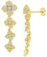 ფოტო #1 პროდუქტის Cubic Zirconia Pavé Flower Drop Earrings in 14k Gold-Plated Sterling Silver