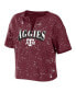 Women's Maroon Texas A&M Aggies Bleach Wash Splatter Cropped Notch Neck T-shirt