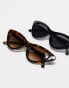 Фото #4 товара ASOS DESIGN 2 pack cat eye sunglasses in black and tort