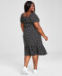 Фото #8 товара Women's Printed Puff-Sleeve Midi Dress, XXS-4X