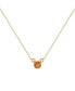 ფოტო #1 პროდუქტის Round Citrine Gemstone Round Natural Diamond 14K Yellow Gold Birthstone Necklace
