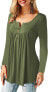 Фото #43 товара Amoretu Women's V-Neck Button Down Blouse, Solid Tunic Long Sleeve / Short Sleeve Tops