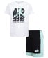 Фото #13 товара Комплект для девочек Jordan Летняя футболка с графическим принтом и шорты из французского терри, 2 штуки.