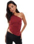 Фото #1 товара ASOS DESIGN ruched one shoulder asymmetric top in wine