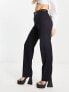 COLLUSION belted pinstripe tailored trouser in black