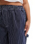 COLLUSION Plus pull on carpenter trousers in blue stripe