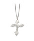 Фото #2 товара Chisel polished with CZ Swirl Cross Pendant on a Cable Chain Necklace