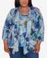 Plus Size Classic Watercolor Floral Melange Two In One Top With Necklace