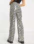 Stradivarius faux leather straight trouser in snake print