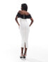 Фото #2 товара Vesper bardot contrast bow front detail midaxi dress in white