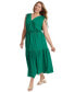 ფოტო #3 პროდუქტის Plus Size V-Neck Sleeveless Tiered Midi Dress