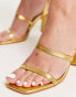 Фото #6 товара RAID Wide Fit Libra block heeled sandals in gold lizard