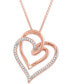 ფოტო #1 პროდუქტის Diamond Intertwining Hearts 18" Pendant Necklace (1/10 ct. t.w.) in 14k Rose Gold-Plate