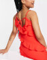 New Look Petite ruffle strappy midi dress in red