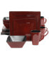 Фото #1 товара Сервировка стола Набор посуды Gibson elite Kiesling квадратный красный, 16 предметов, обслуживание на 4 лица