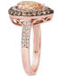 ფოტო #4 პროდუქტის Peach Morganite (7/8 ct. t.w.) & Diamond (3/4 ct. t.w.) Teardrop Halo Ring in 14k Rose Gold