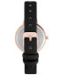 ფოტო #2 პროდუქტის Women's Quartz Black Faux Leather Band and Floral Pattern Watch, 36.5mm